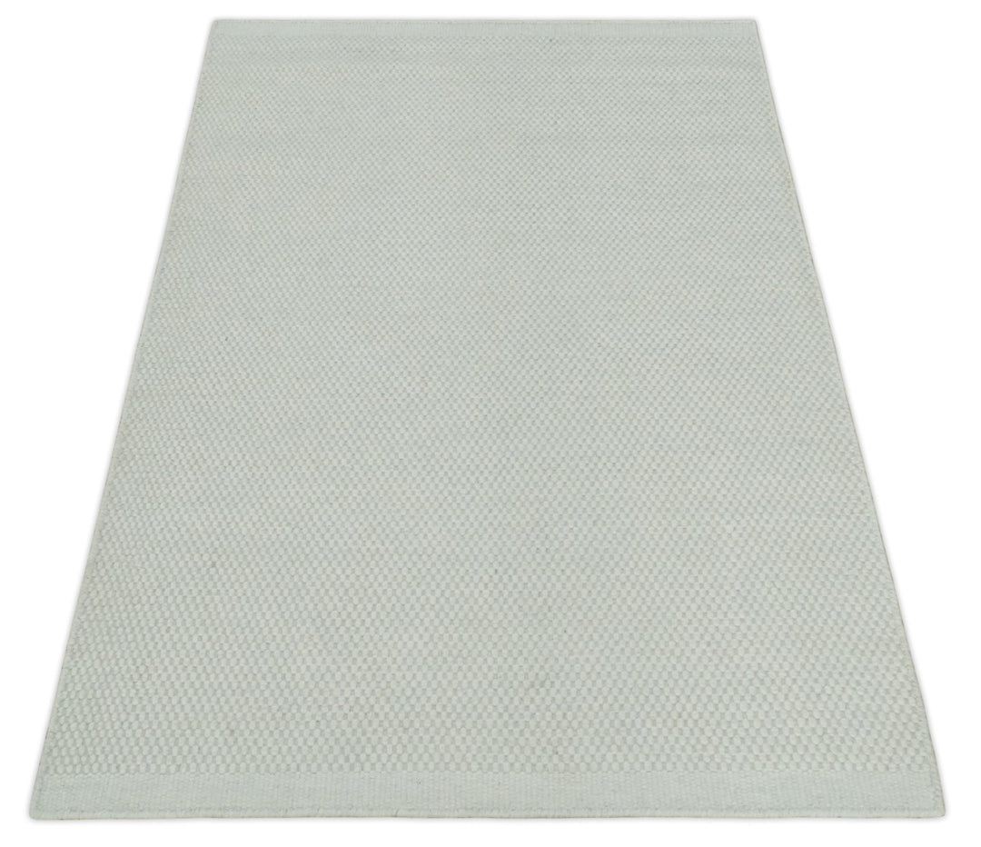 Solid Ivory White Hand made Dari Multi size 5x8, 5x7 and 8x11 Area Rug, Layering, Kids Rug | SOL7 - The Rug Decor