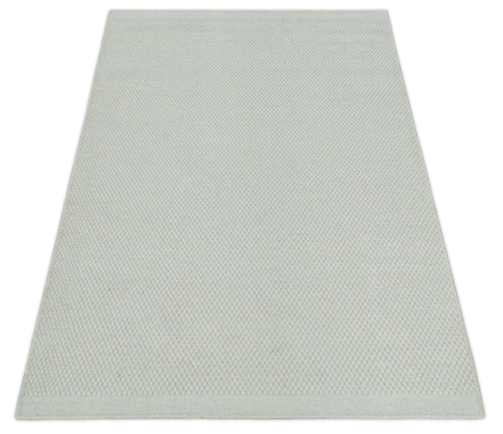 Solid Ivory White Hand made Dari Multi size 5x8, 5x7 and 8x11 Area Rug, Layering, Kids Rug | SOL7 - The Rug Decor