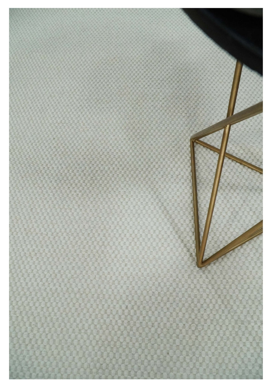 Solid Ivory White Hand made Dari Multi size 5x8, 5x7 and 8x11 Area Rug, Layering, Kids Rug | SOL7 - The Rug Decor