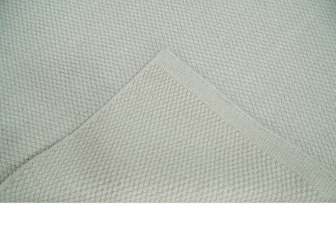 Solid Ivory White Hand made Dari Multi size 5x8, 5x7 and 8x11 Area Rug, Layering, Kids Rug | SOL7 - The Rug Decor