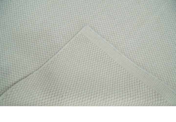 Solid Ivory White Hand made Dari Multi size 5x8, 5x7 and 8x11 Area Rug, Layering, Kids Rug | SOL7 - The Rug Decor