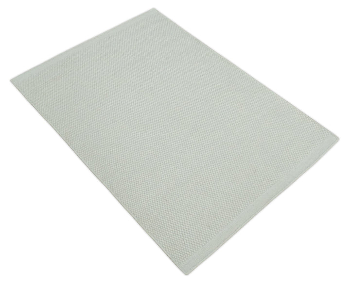 Solid Ivory White Hand made Dari Multi size 5x8, 5x7 and 8x11 Area Rug, Layering, Kids Rug | SOL7 - The Rug Decor
