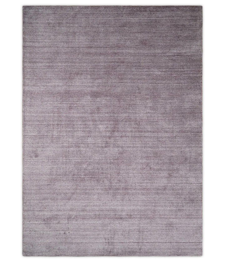 Solid Lavender Purple Scandinavian 5x7 Blended Wool Flatwoven Area Rug | HL12 - The Rug Decor