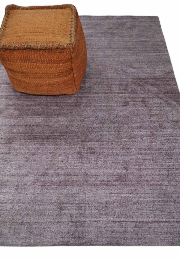 Solid Lavender Purple Scandinavian 5x7 Blended Wool Flatwoven Area Rug | HL12 - The Rug Decor