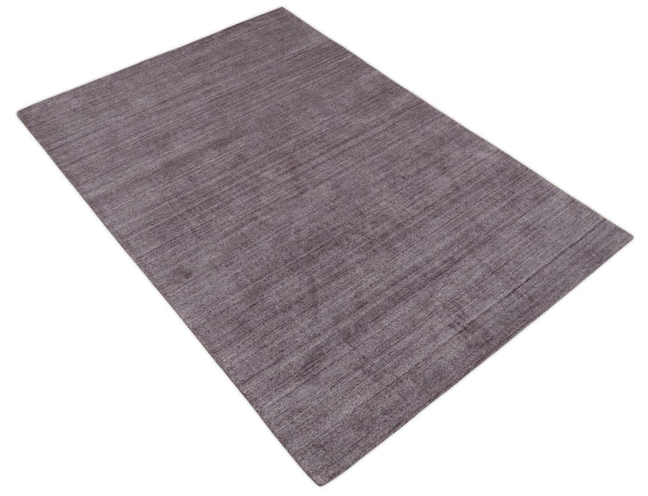 Solid Lavender Purple Scandinavian 5x7 Blended Wool Flatwoven Area Rug | HL12 - The Rug Decor