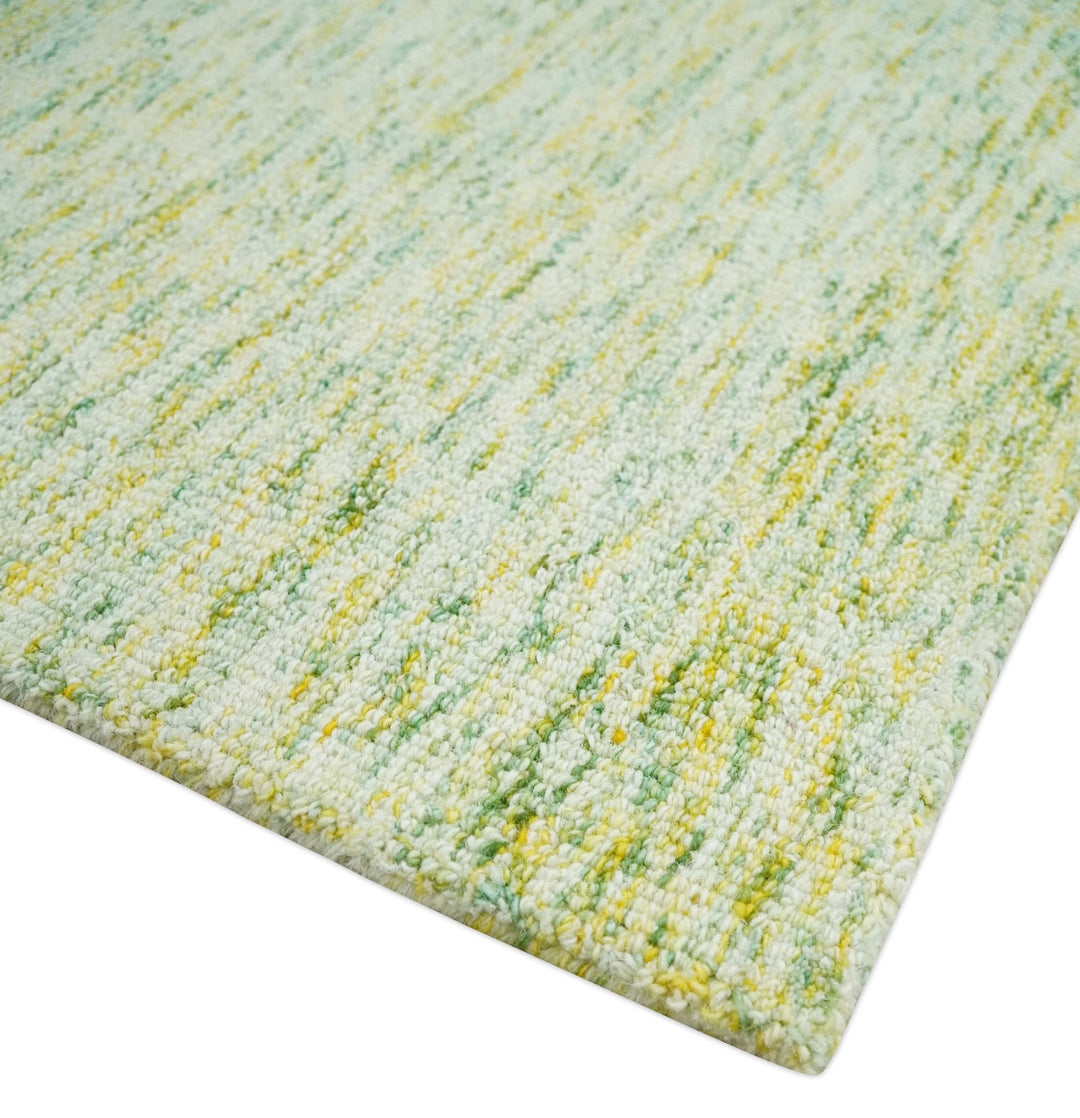 Solid Moss Greeen Ivory and Gold Abstract Hand Tufted 2x3, 3x5, 5x8, 6x9, 8x10 and 9x12 Natural Wool Area Rug | UL58 - The Rug Decor