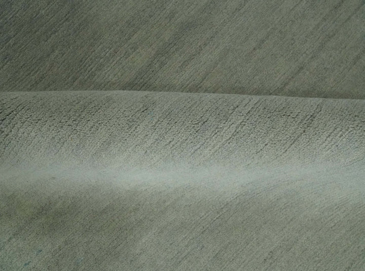 Solid Plain Ivory and Charcoal 5.6x8 wool and Art Silk Area Rug - The Rug Decor