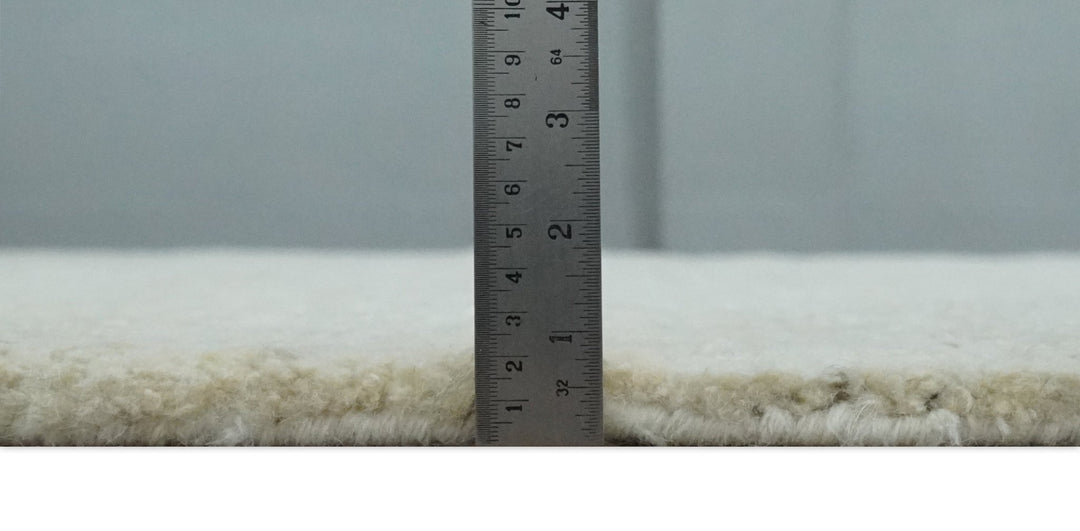 Solid plane Beige Hand Knotted 8.7x9.8 Wool Area Rug - The Rug Decor