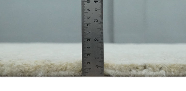 Solid plane Beige Hand Knotted 8.7x9.8 Wool Area Rug - The Rug Decor