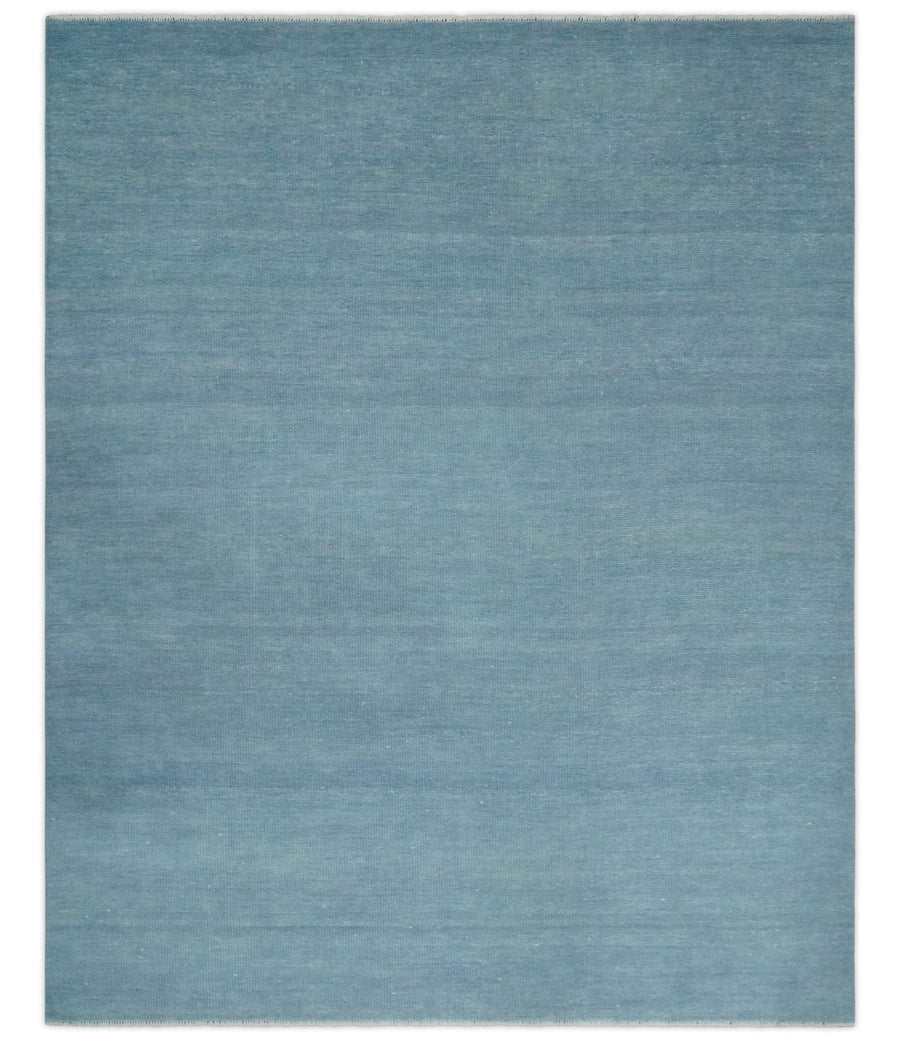 Solid Plane Blue Custom Made Modern Hand knotted wool Area Rug - The Rug Decor