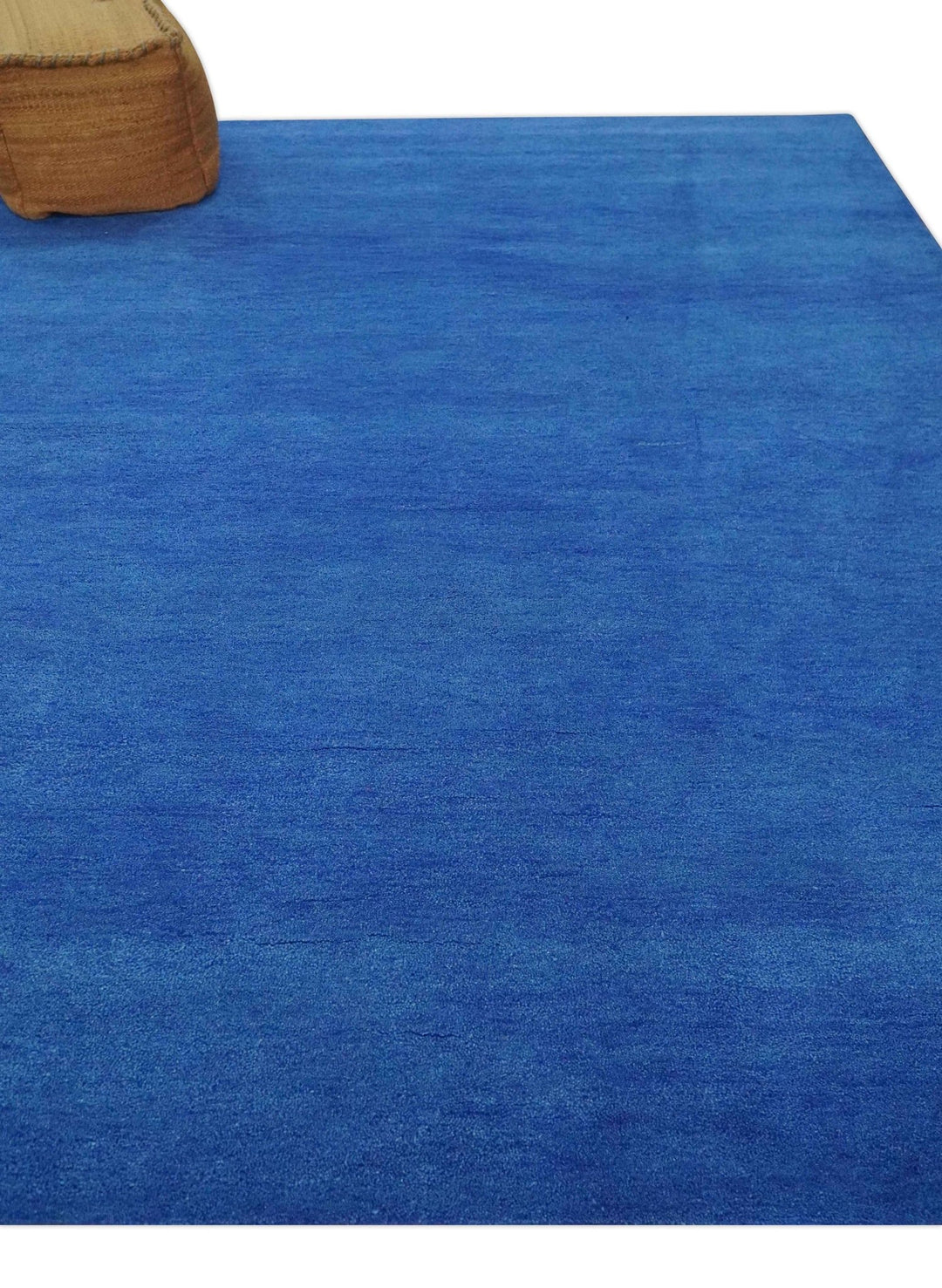 Solid Plane Blue Woolen Hand Tufted Multi Size Southwestern Gabbeh wool area Rug - The Rug Decor