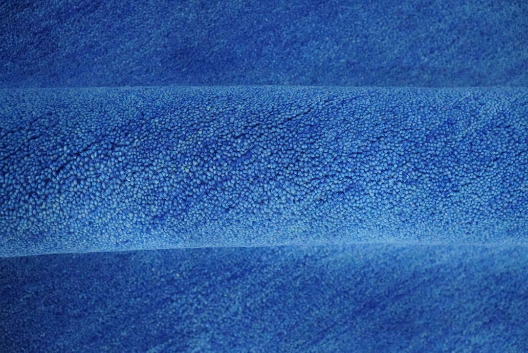 Solid Plane Blue Woolen Hand Tufted Multi Size Southwestern Gabbeh wool area Rug - The Rug Decor