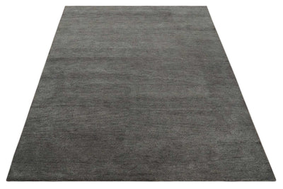 Solid Plane Charcoal Woolen Hand Tufted Gabbeh wool area Rug - The Rug Decor