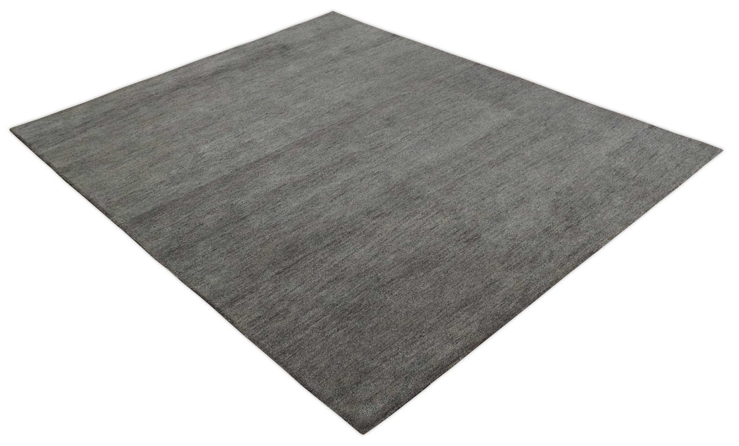 Solid Plane Charcoal Woolen Hand Tufted Gabbeh wool area Rug - The Rug Decor