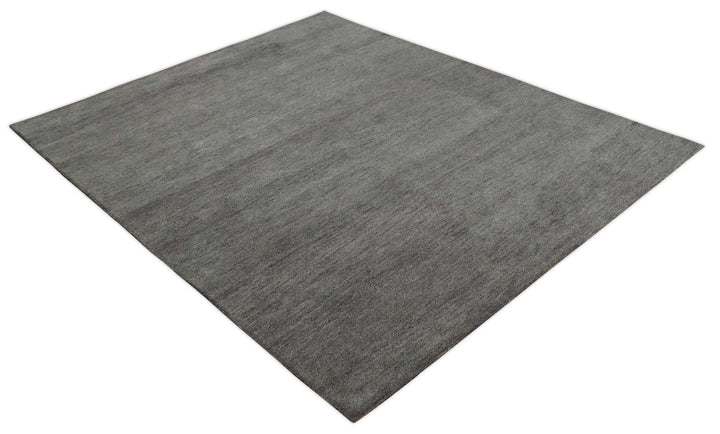Solid Plane Charcoal Woolen Hand Tufted Gabbeh wool area Rug - The Rug Decor