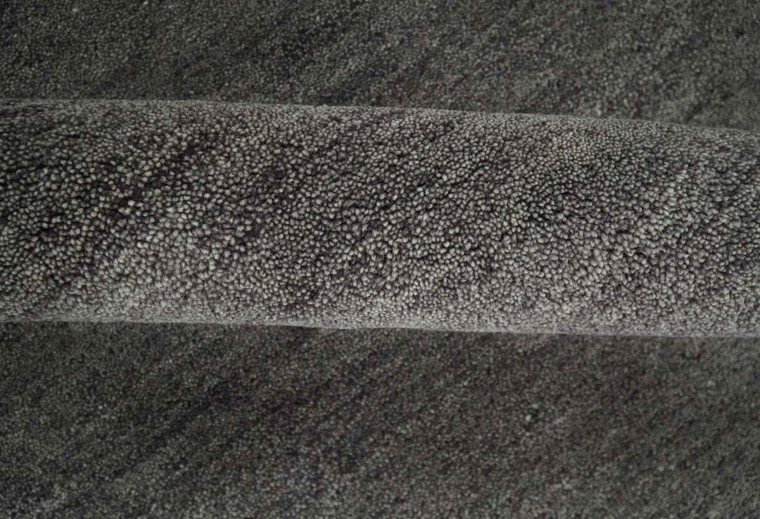 Solid Plane Charcoal Woolen Hand Tufted Southwestern Gabbeh 8x10 wool area Rug - The Rug Decor