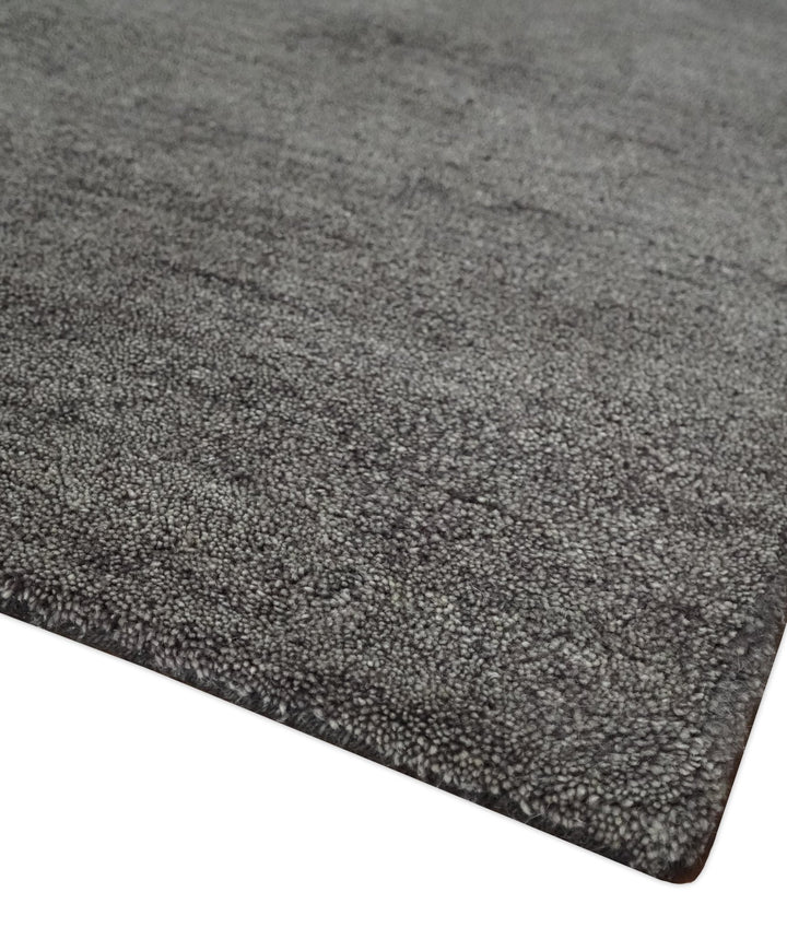 Solid Plane Charcoal Woolen Hand Tufted Southwestern Gabbeh 8x10 wool area Rug - The Rug Decor