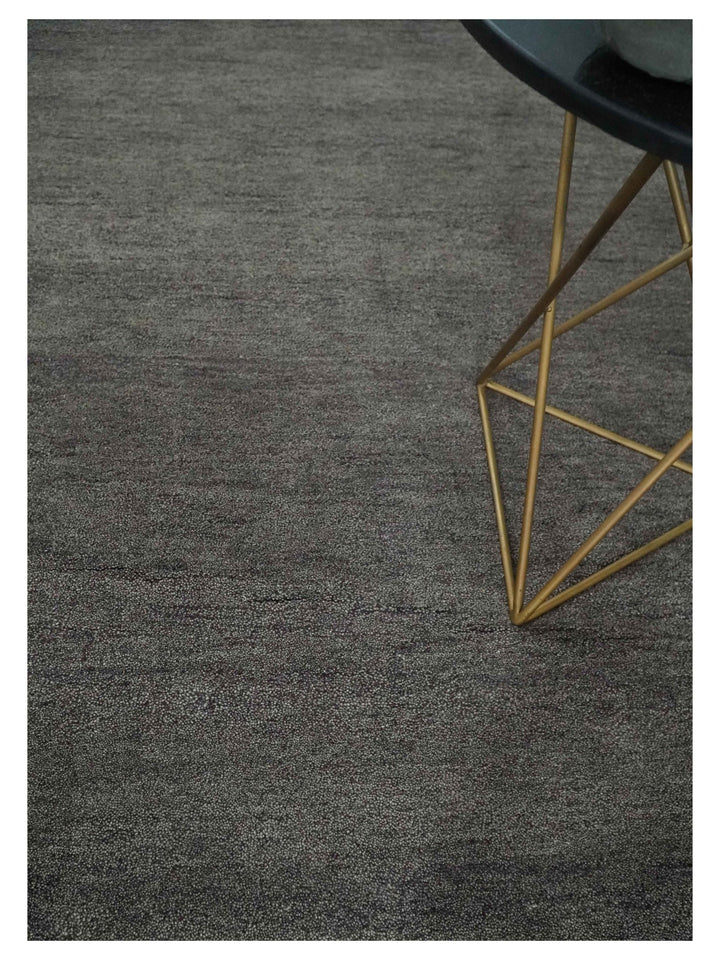 Solid Plane Charcoal Woolen Hand Tufted Southwestern Gabbeh 8x10 wool area Rug - The Rug Decor