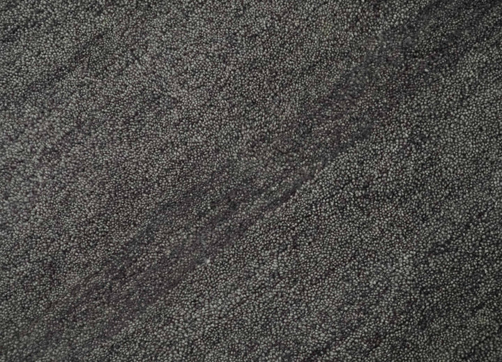Solid Plane Charcoal Woolen Hand Tufted Southwestern Gabbeh 8x10 wool area Rug - The Rug Decor