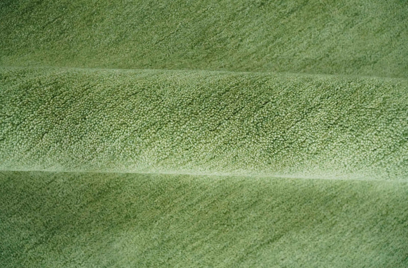 Solid Plane Green Woolen Hand Tufted Southwestern Gabbeh 8x10 wool Rug - The Rug Decor