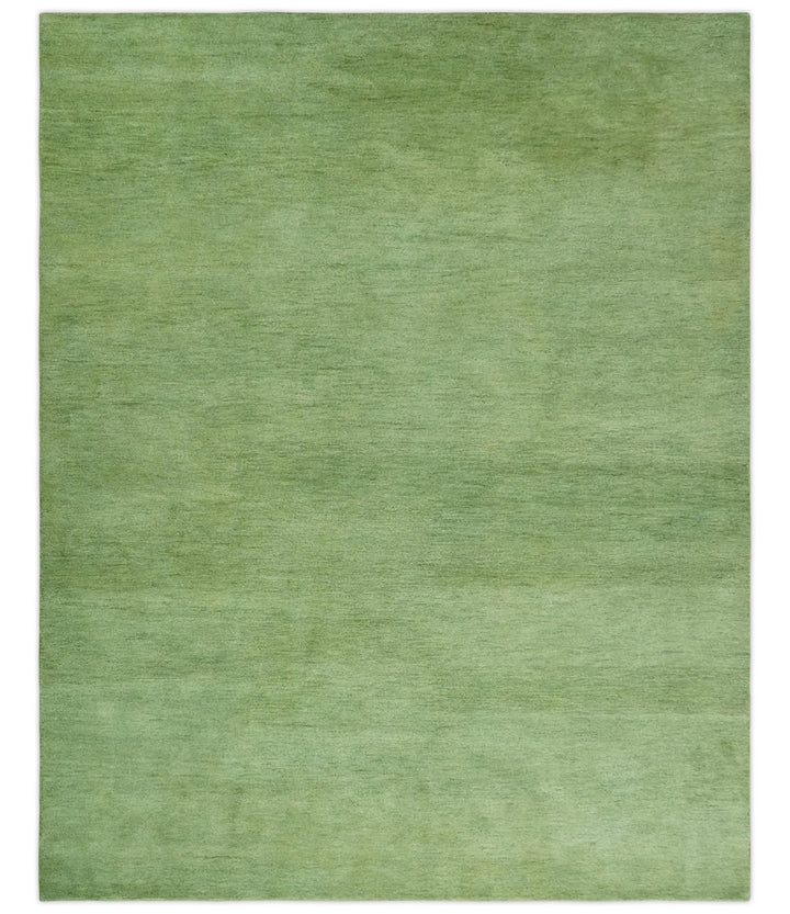 Solid Plane Green Woolen Hand Tufted Southwestern Gabbeh wool area Rug - The Rug Decor