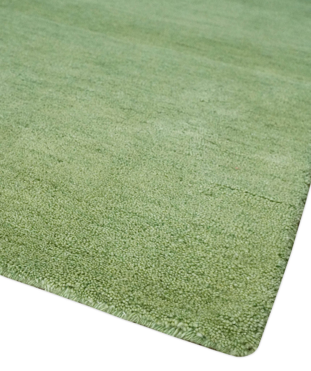 Solid Plane Green Woolen Hand Tufted Southwestern Gabbeh wool area Rug - The Rug Decor