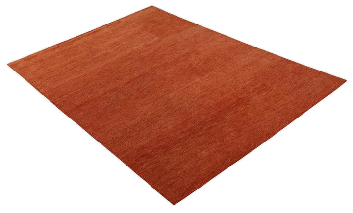 Solid Plane Rust Woolen Hand Tufted 8x10 wool Rug - The Rug Decor