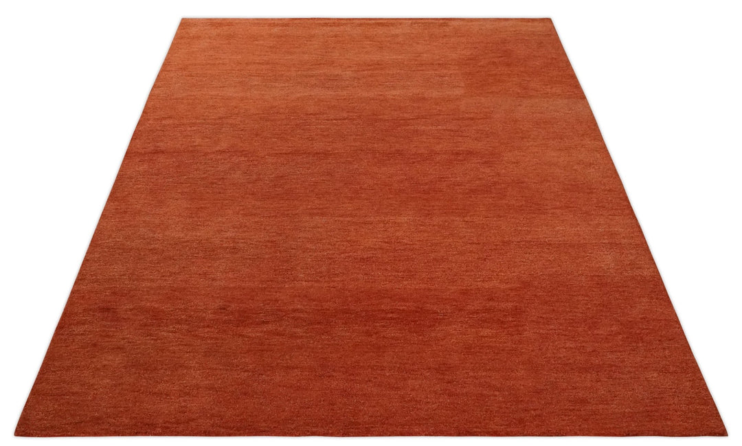 Solid Plane Rust Woolen Hand Tufted 8x10 wool Rug - The Rug Decor