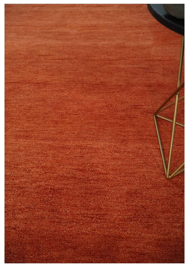 Solid Plane Rust Woolen Hand Tufted 8x10 wool Rug - The Rug Decor