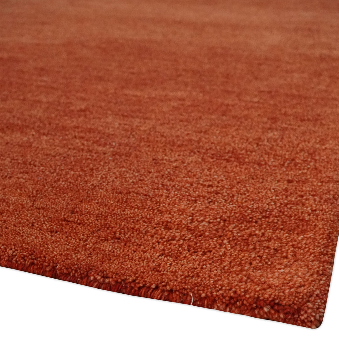 Solid Plane Rust Woolen Hand Tufted 8x10 wool Rug - The Rug Decor