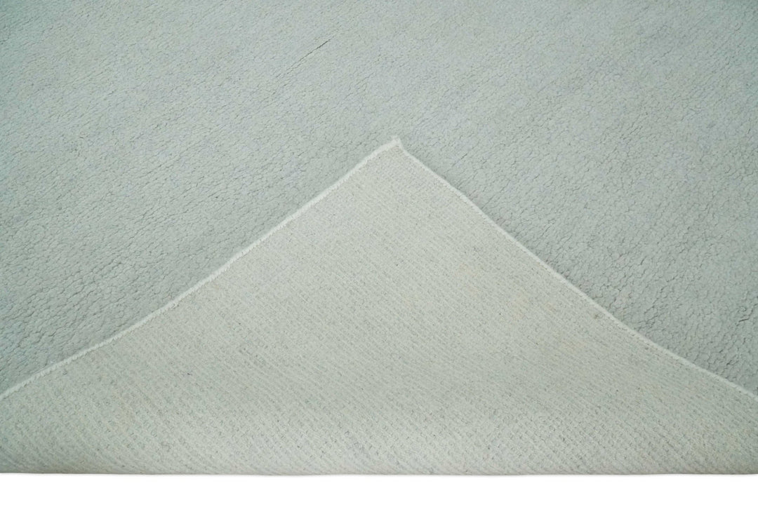 Solid plane Silver Hand Knotted 8x10 Wool Area Rug - The Rug Decor