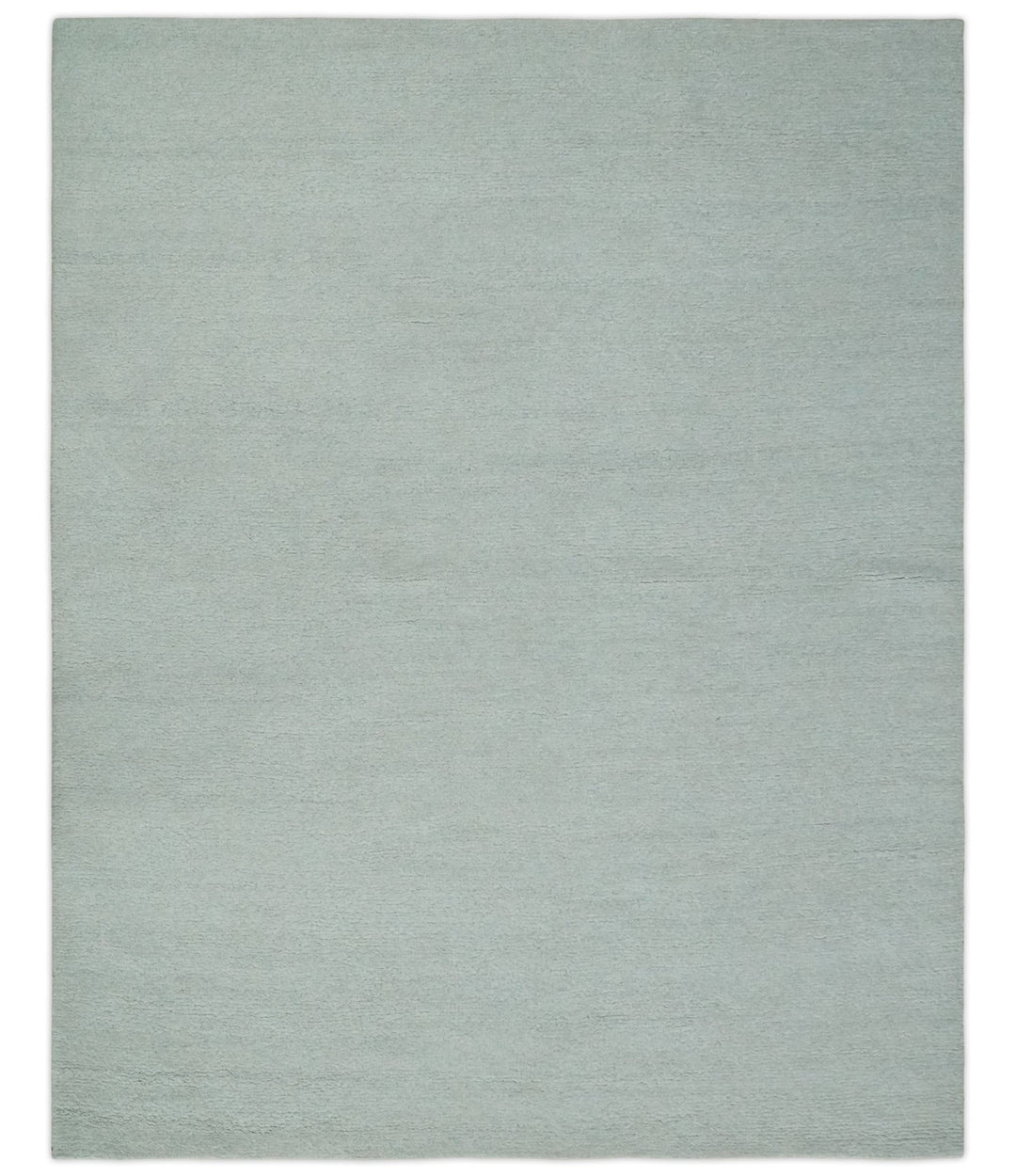 Solid plane Silver Hand Knotted 8x10 Wool Area Rug - The Rug Decor