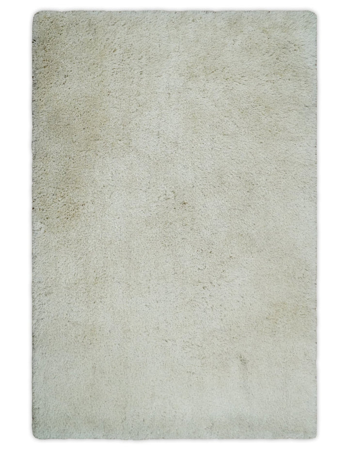 Solid Plush and Soft 3x5, 4x6 and 5x7 Hand Woven Shag Ivory Area Rug | SHAG1 - The Rug Decor