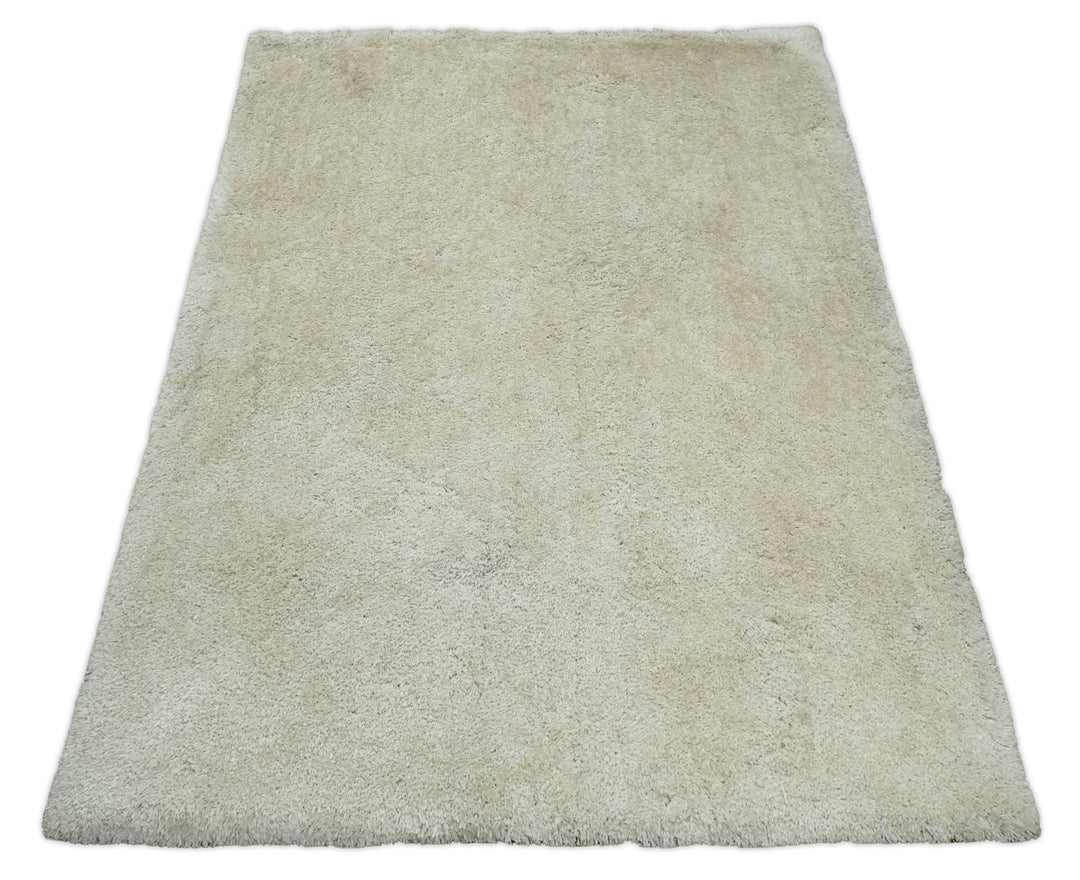 Solid Plush and Soft 3x5, 4x6 and 5x7 Hand Woven Shag Ivory Area Rug | SHAG1 - The Rug Decor