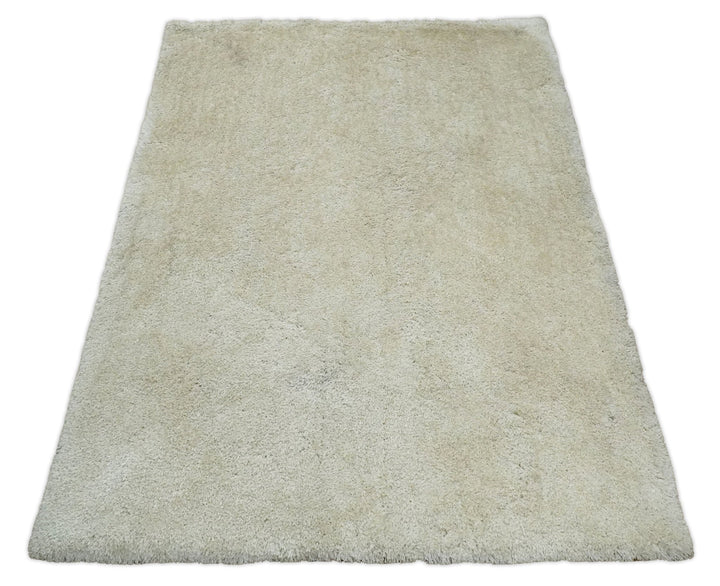 Solid Plush and Soft 3x5, 4x6 and 5x7 Hand Woven Shag Ivory Area Rug | SHAG1 - The Rug Decor