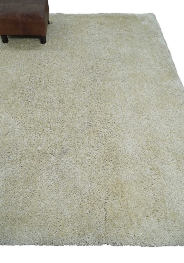 Solid Plush and Soft 3x5, 4x6 and 5x7 Hand Woven Shag Ivory Area Rug | SHAG1 - The Rug Decor