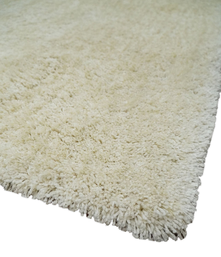 Solid Plush and Soft 3x5, 4x6 and 5x7 Hand Woven Shag Ivory Area Rug | SHAG1 - The Rug Decor