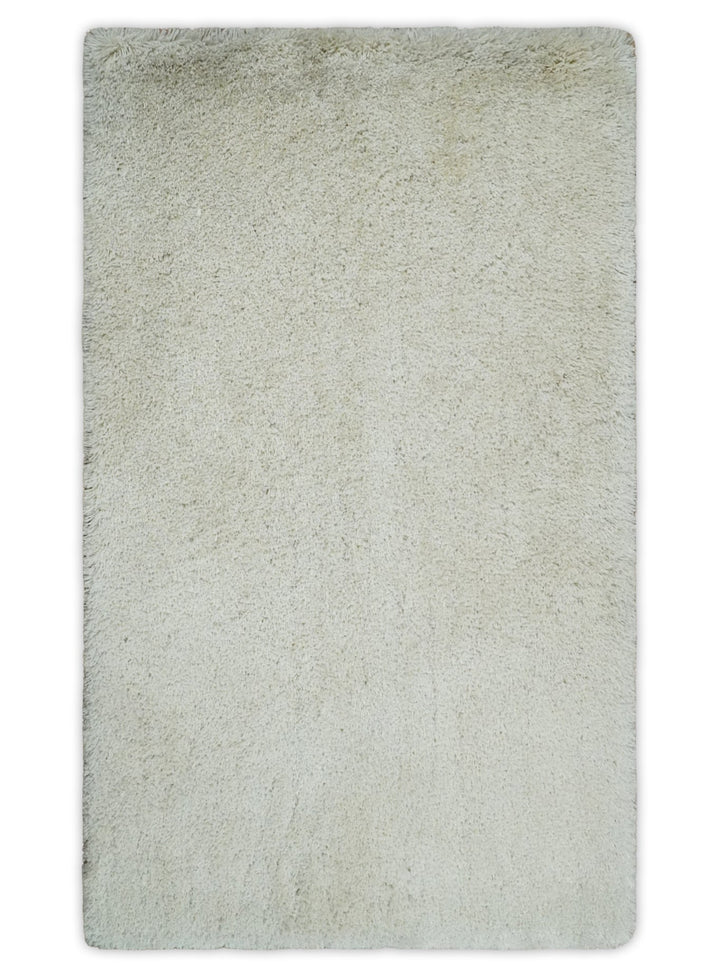 Solid Plush and Soft 3x5, 4x6 and 5x7 Hand Woven Shag Ivory Area Rug | SHAG1 - The Rug Decor