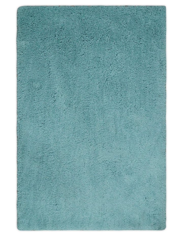 Solid Plush and Soft 3x5, 4x6 and 5x7 Hand Woven Shag Teal Area Rug - The Rug Decor