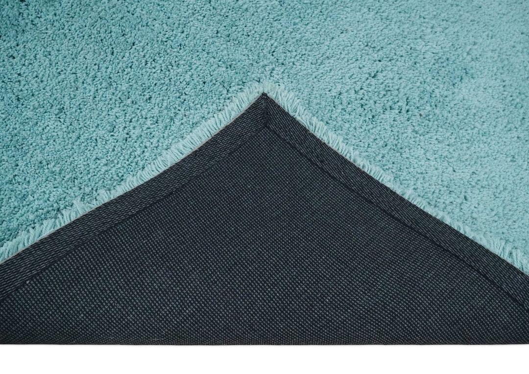 Solid Plush and Soft 3x5, 4x6 and 5x7 Hand Woven Shag Teal Area Rug - The Rug Decor
