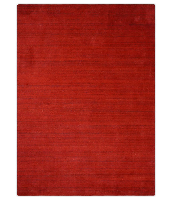 Solid Red Scandinavian 5x7 Blended Wool Flatwoven Area Rug, Dinning, Kids Rug | HL15 - The Rug Decor