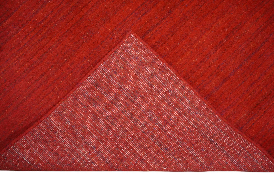 Solid Red Scandinavian 5x7 Blended Wool Flatwoven Area Rug, Dinning, Kids Rug | HL15 - The Rug Decor