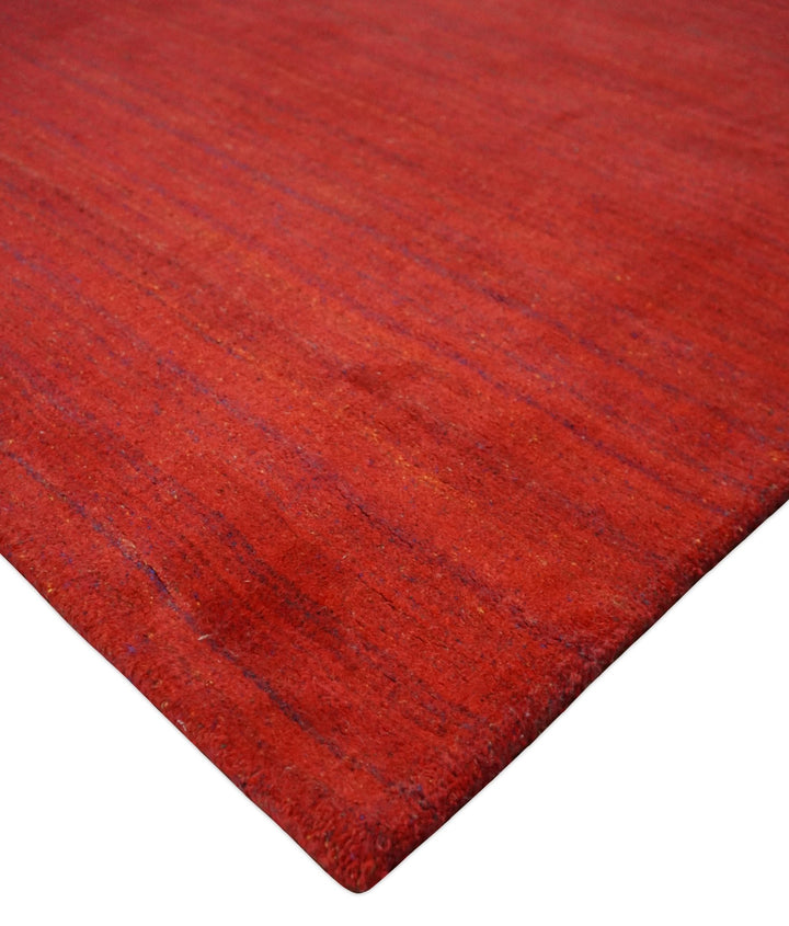 Solid Red Scandinavian 5x7 Blended Wool Flatwoven Area Rug, Dinning, Kids Rug | HL15 - The Rug Decor