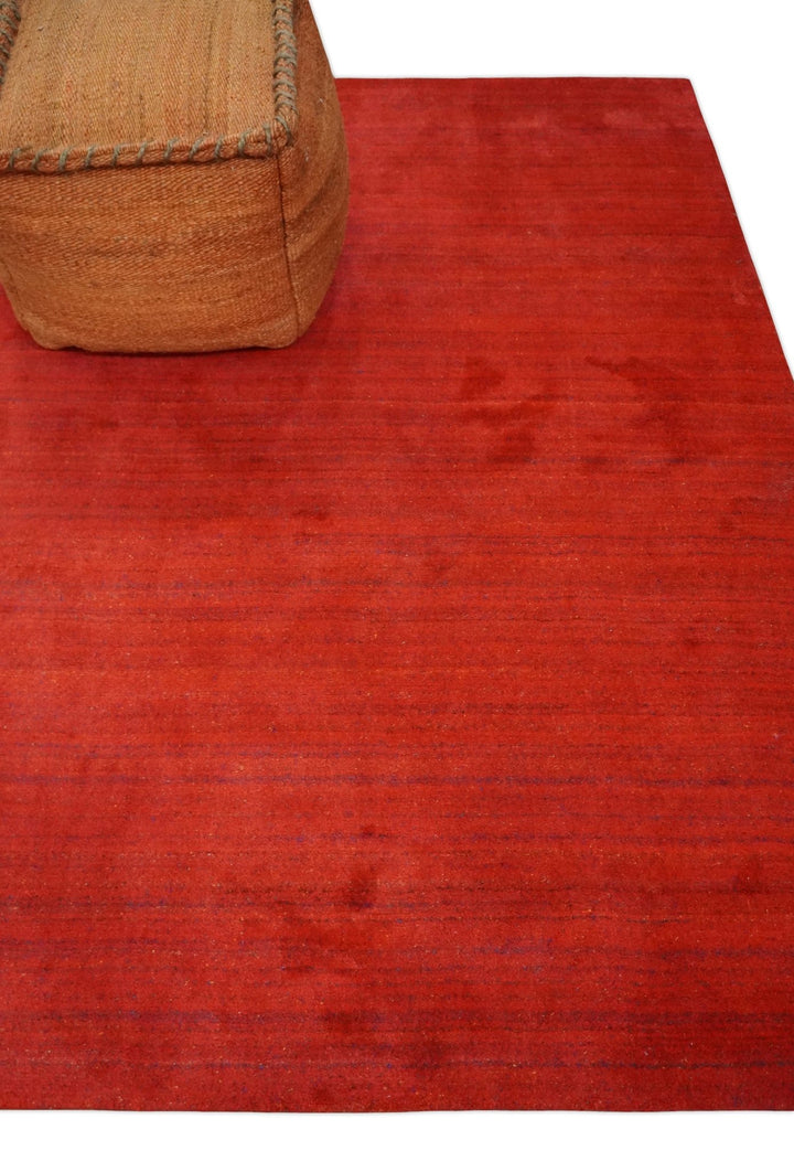 Solid Red Scandinavian 5x7 Blended Wool Flatwoven Area Rug, Dinning, Kids Rug | HL15 - The Rug Decor