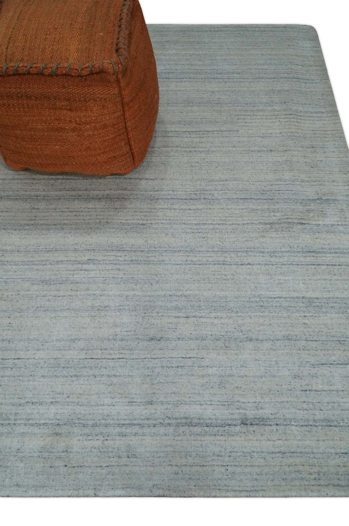 Solid Silver and White Scandinavian 5x7 Blended Wool Flatwoven Area Rug | HL22 - The Rug Decor