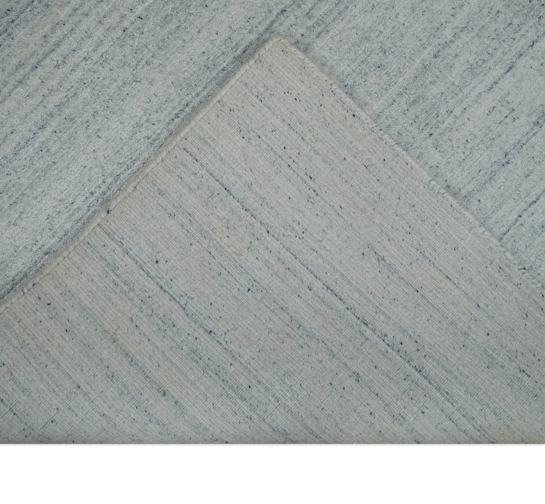 Solid Silver and White Scandinavian 5x7 Blended Wool Flatwoven Area Rug | HL22 - The Rug Decor