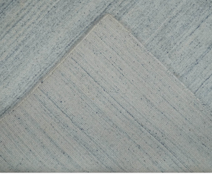 Solid Silver and White Scandinavian 5x7 Blended Wool Flatwoven Area Rug | HL22 - The Rug Decor