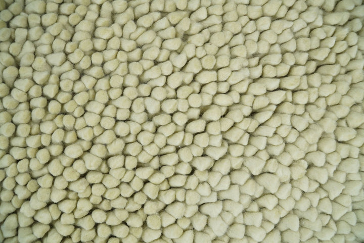 Square 3x3 Beige Wool Shag Handmade Felted Rug | SHA1 - The Rug Decor