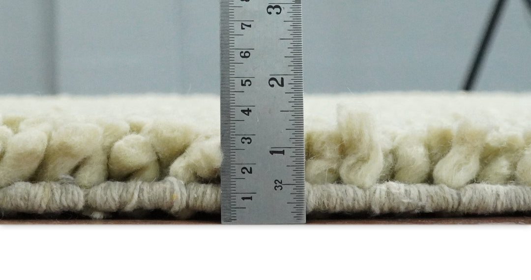 Square 3x3 Beige Wool Shag Handmade Felted Rug | SHA1 - The Rug Decor