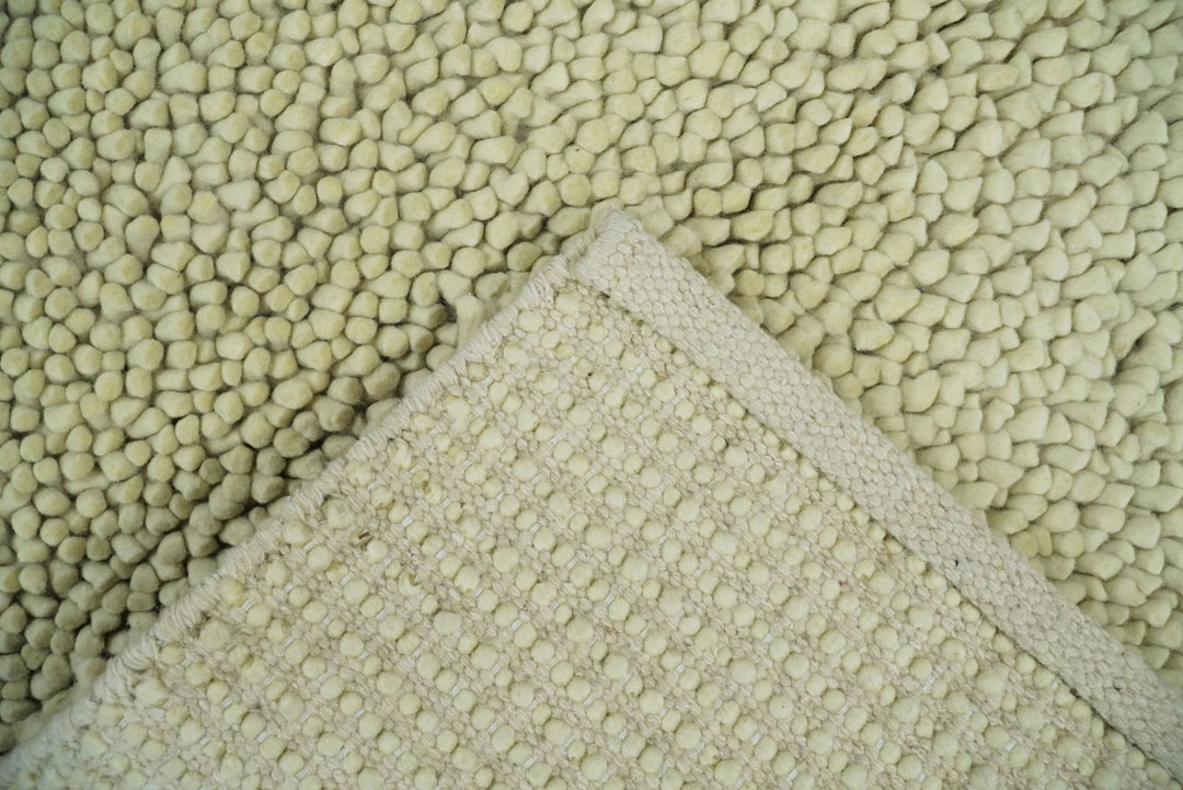 Square 3x3 Beige Wool Shag Handmade Felted Rug | SHA1 - The Rug Decor